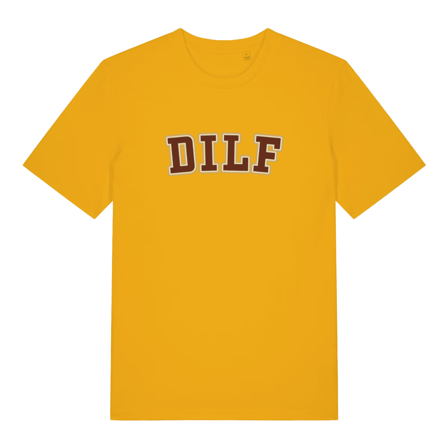 yellow funny dad t-shirt with the slogan 'dilf'