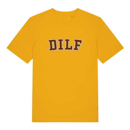 yellow funny dad t-shirt with the slogan 'dilf'