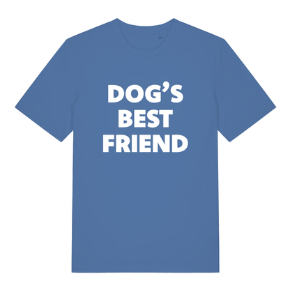 Bright Blue Dog's Best Friend T-shirt flat lay featuring clean "Dog’s Best Friend" text