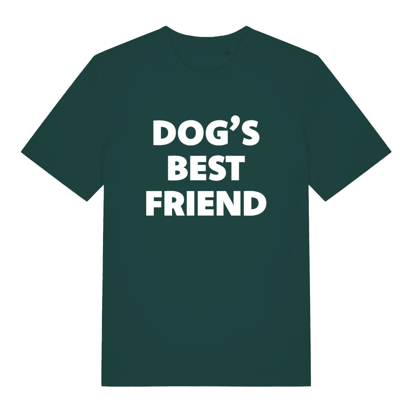 Glazed Green Dog's Best Friend T-shirt flat lay with bold white lettering design