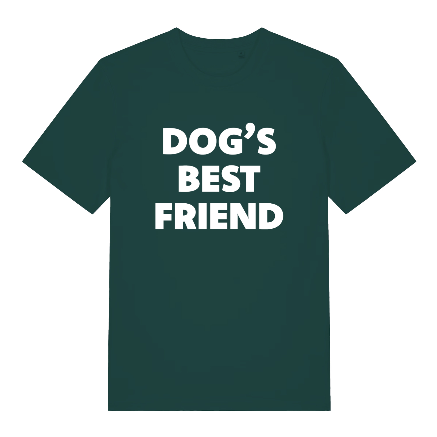 Glazed Green Dog's Best Friend T-shirt flat lay with bold white lettering design