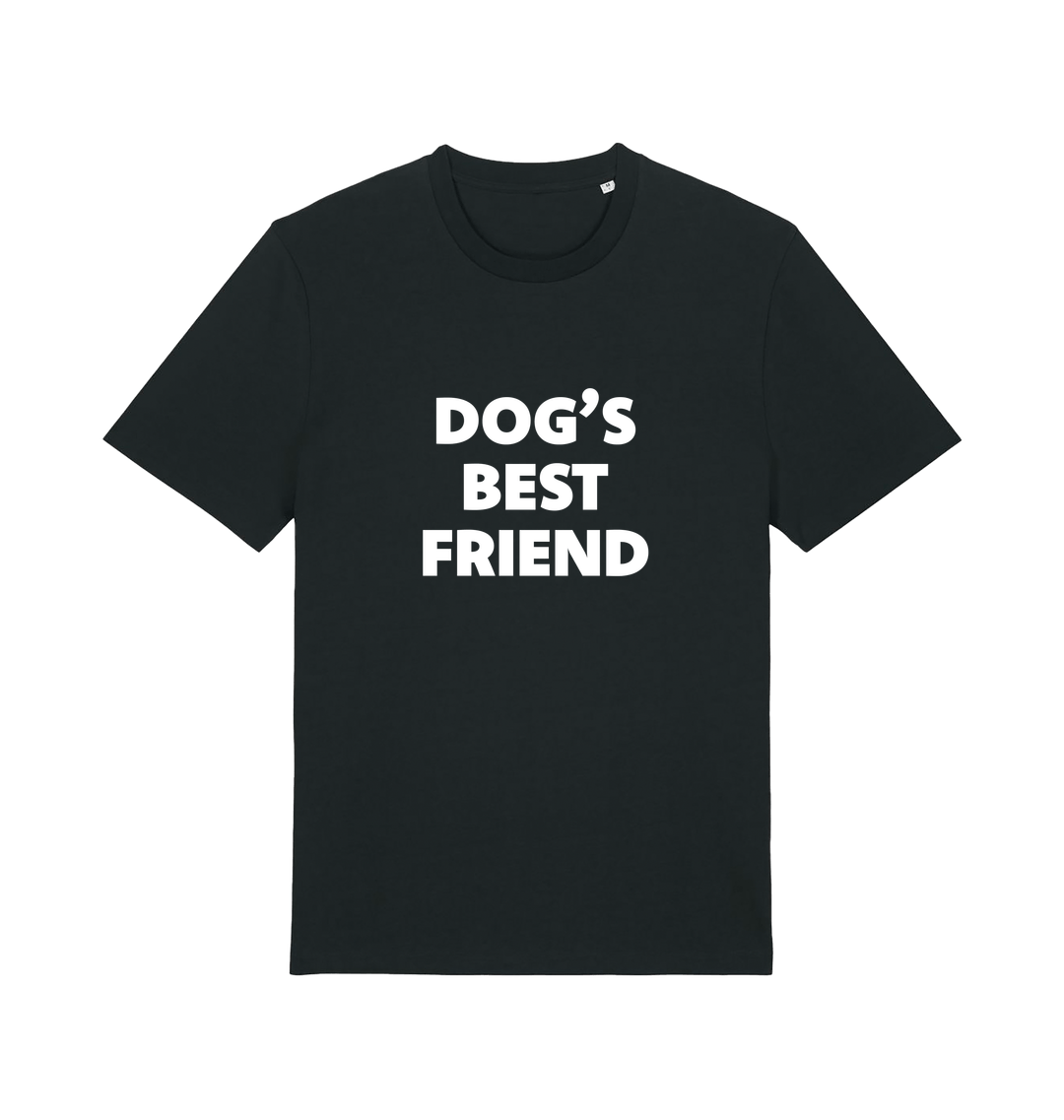 black animal t-shirt with the slogan 'dogs best friend'