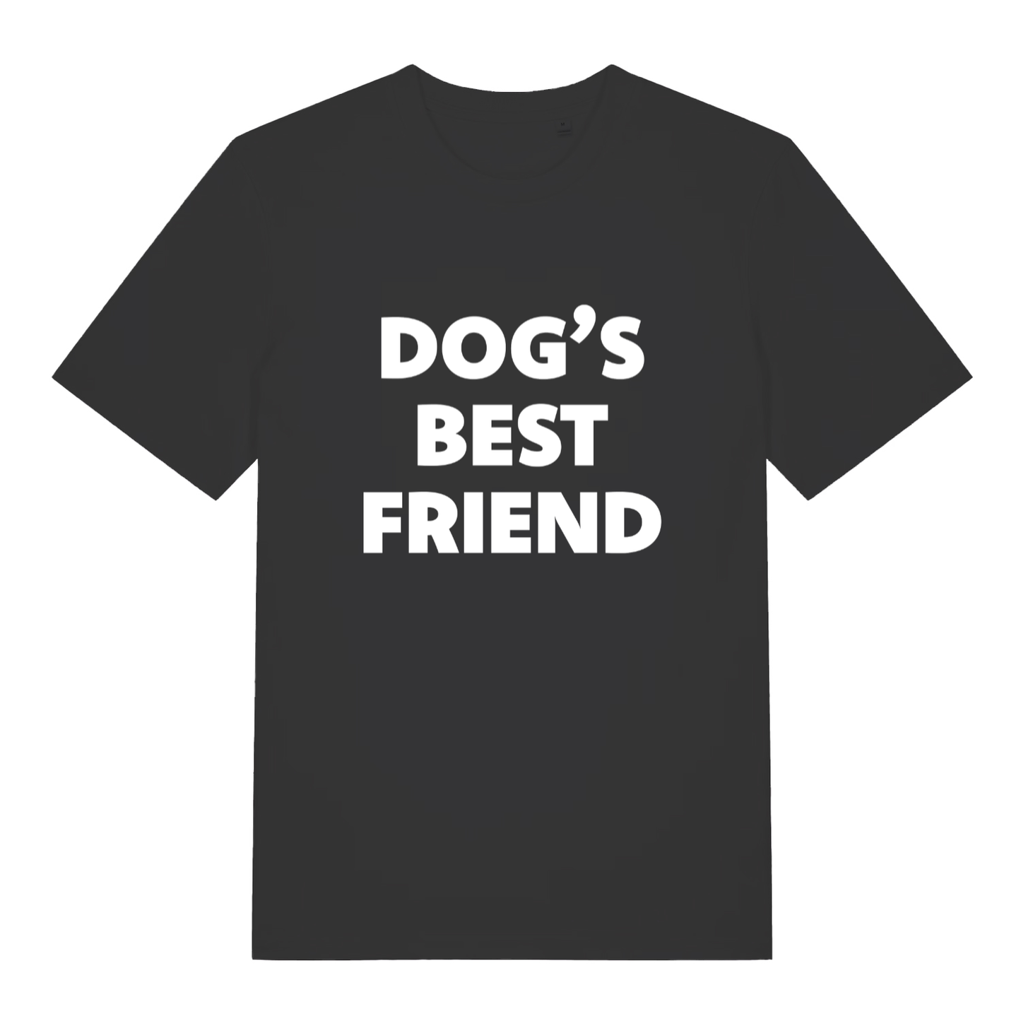 Black women's Dog's Best Friend T-shirt flat lay with bold white slogan graphic