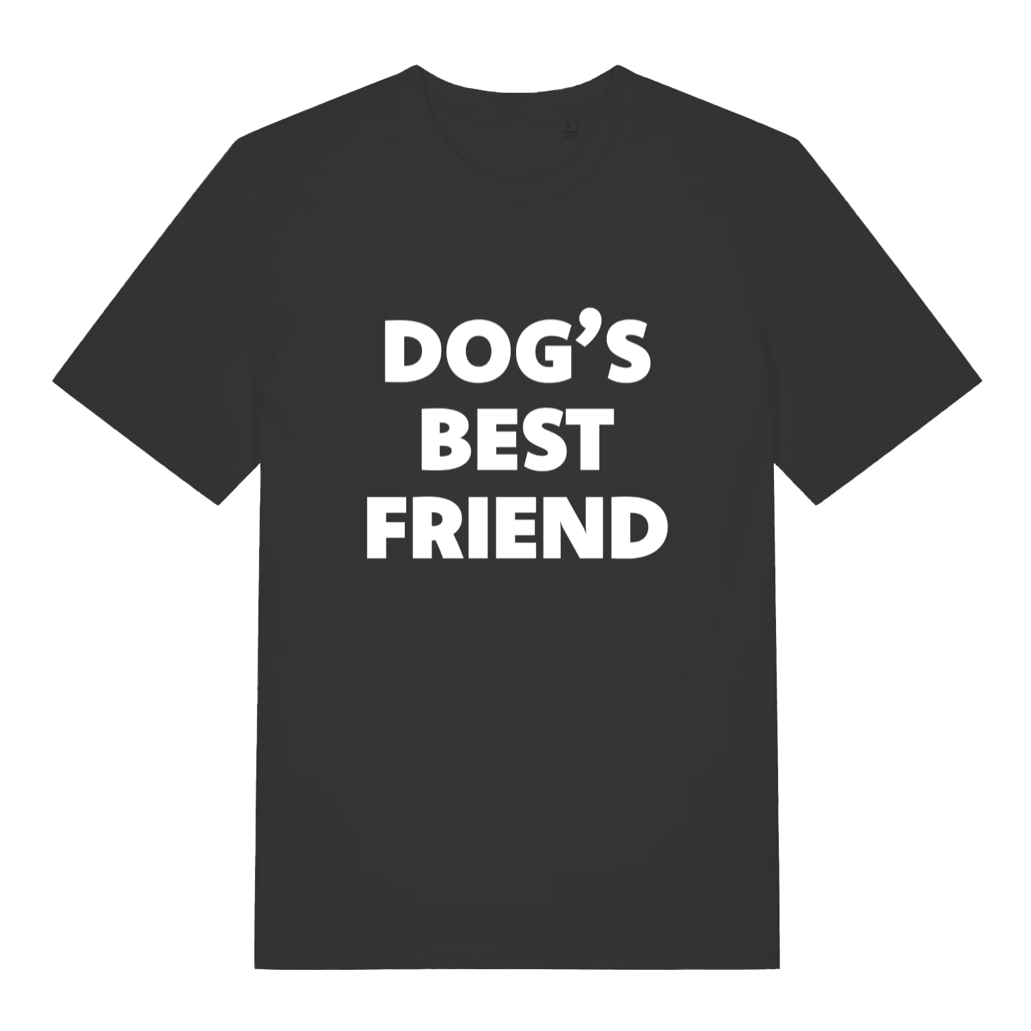 Black women's Dog's Best Friend T-shirt flat lay with bold white slogan graphic