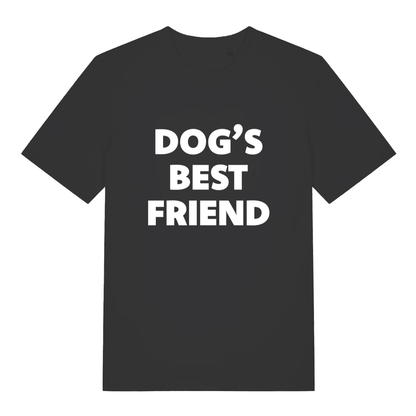 Black women's Dog's Best Friend T-shirt flat lay with bold white slogan graphic