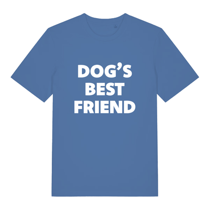 Blue women's Dog's Best Friend T-shirt flat lay featuring clean "Dog’s Best Friend" text