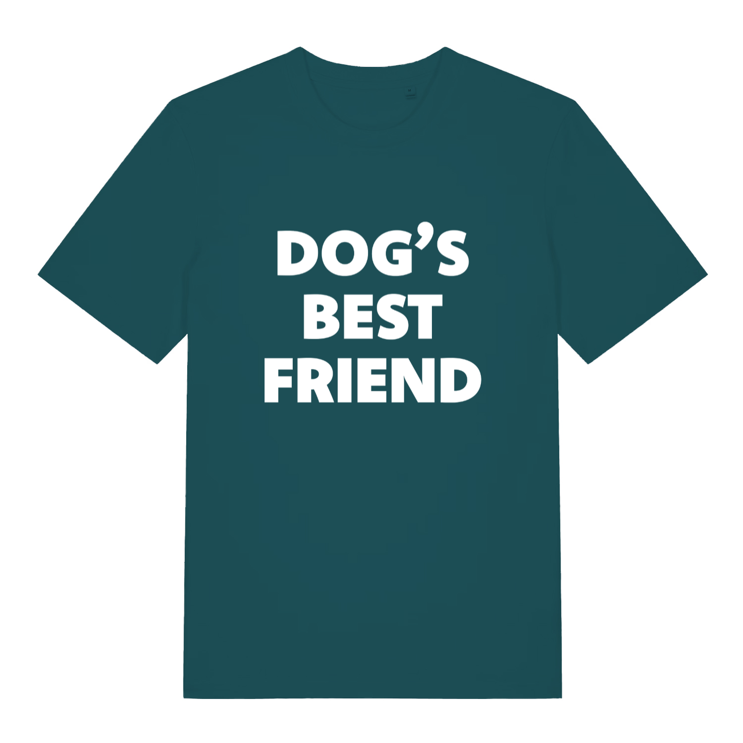 Green women's Dog's Best Friend T-shirt flat lay showing classic dog lover slogan