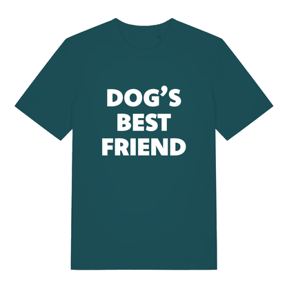 Green women's Dog's Best Friend T-shirt flat lay showing classic dog lover slogan