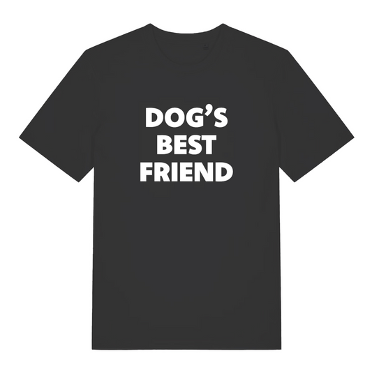 black slogan t-shirt with the text 'dog's best friend'