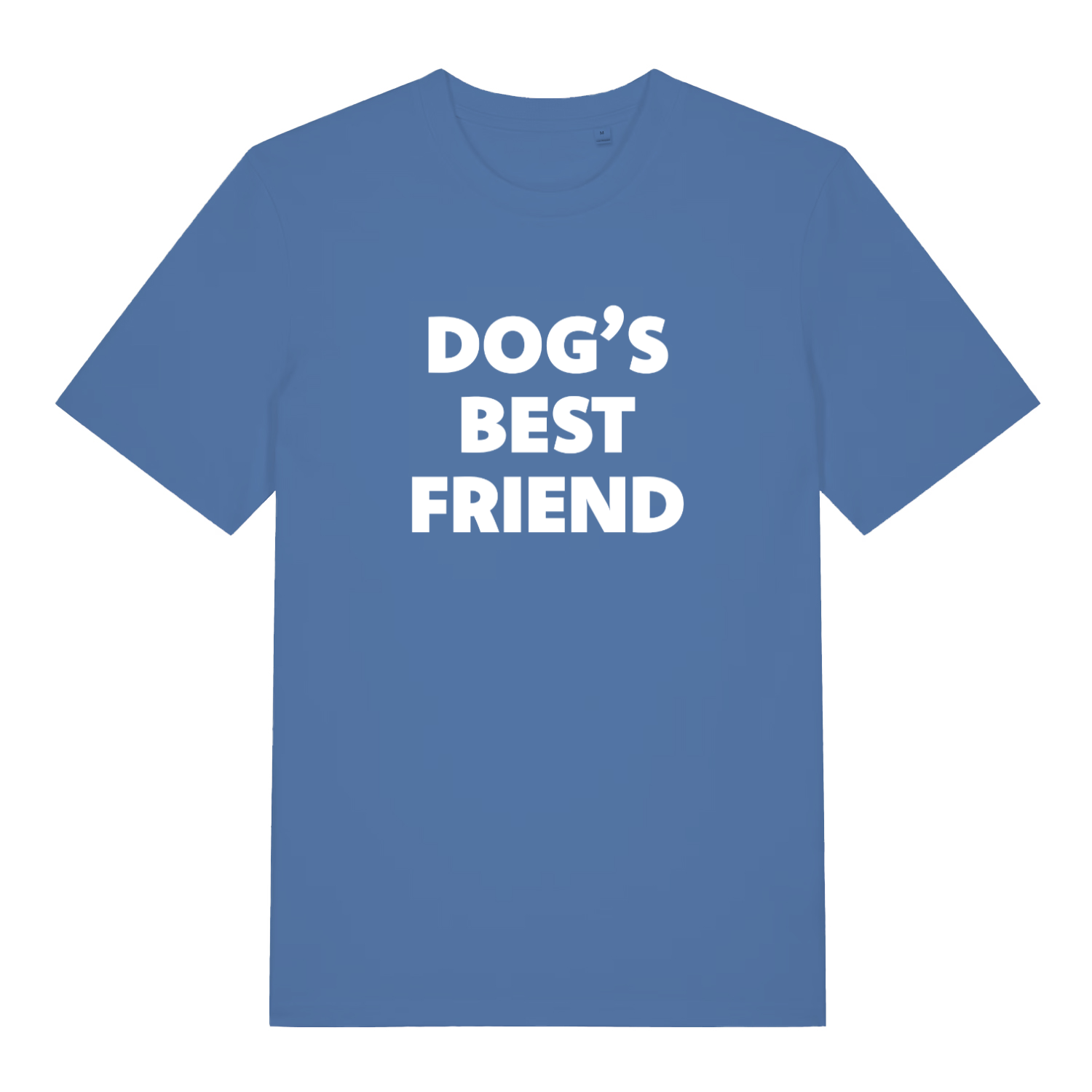 blue slogan t-shirt with the text 'dog's best friend'