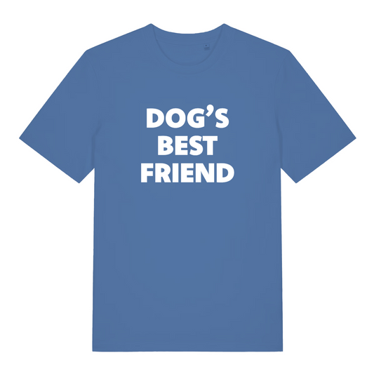 blue slogan t-shirt with the text 'dog's best friend'