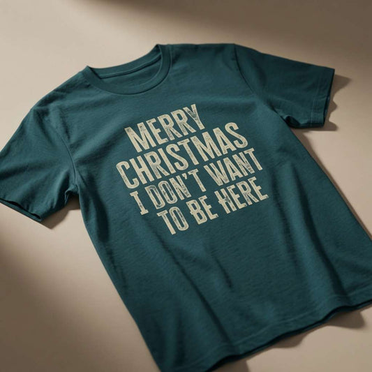 Stargazer Merry Christmas I Don’t Want To Be Here t-shirt, humorous witty xmas slogan