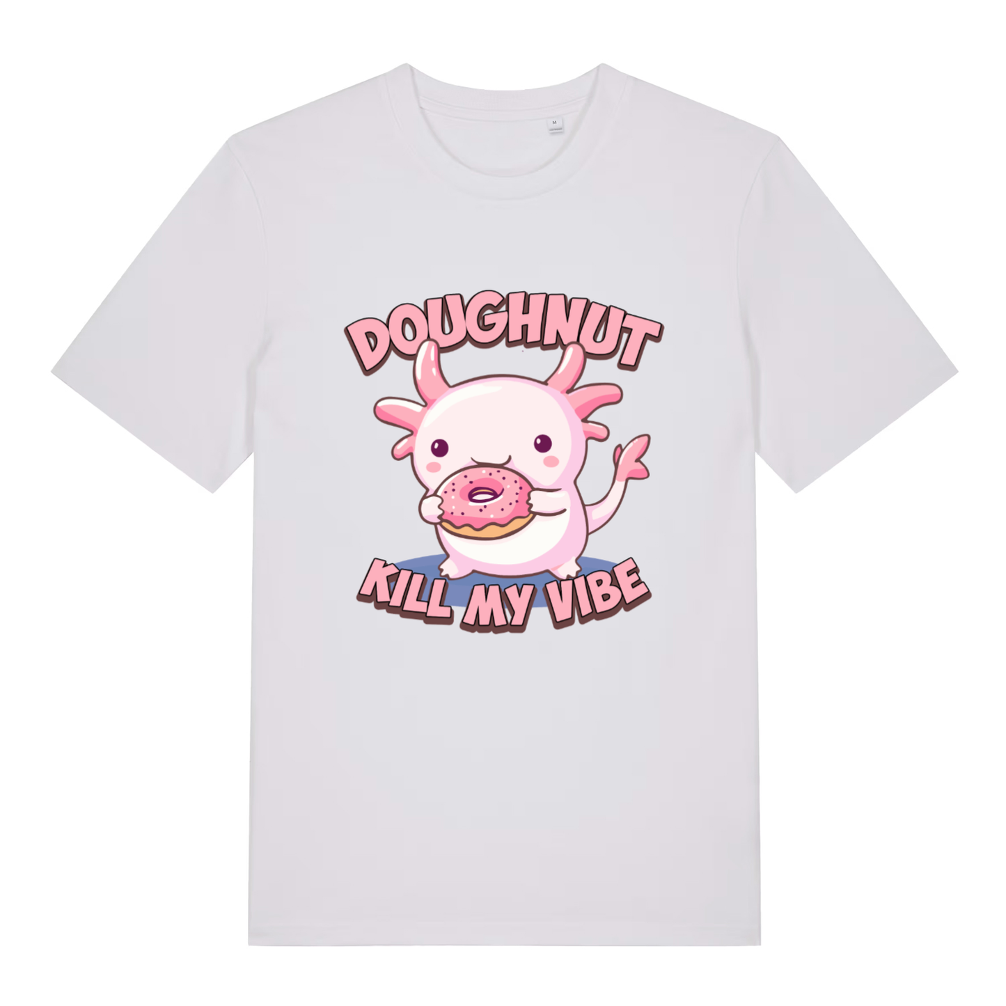 White Doughnut Kill My Vibe T-shirt flat lay with clean funny animal donut graphic