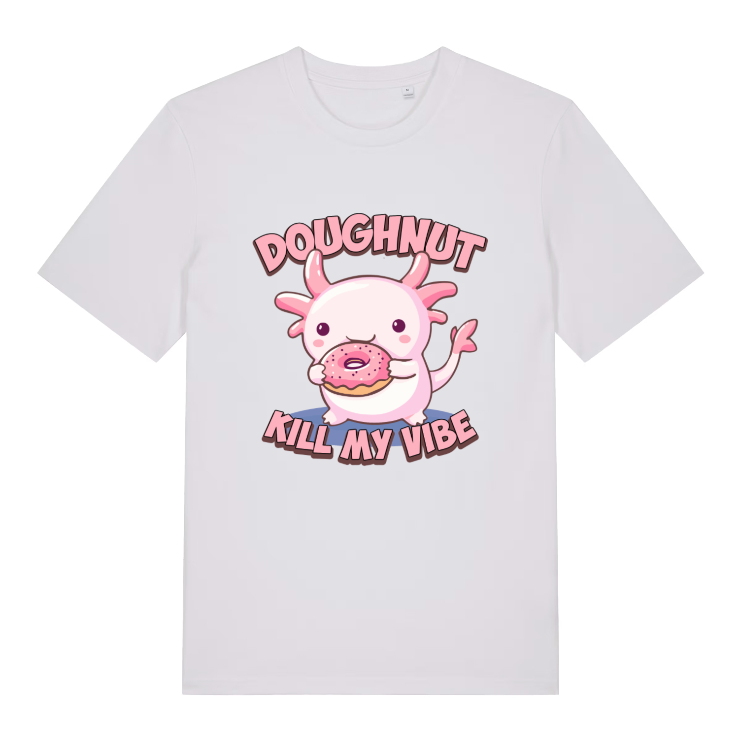 White Doughnut Kill My Vibe T-shirt flat lay with clean funny animal donut graphic
