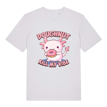 White Doughnut Kill My Vibe T-shirt flat lay with clean funny animal donut graphic