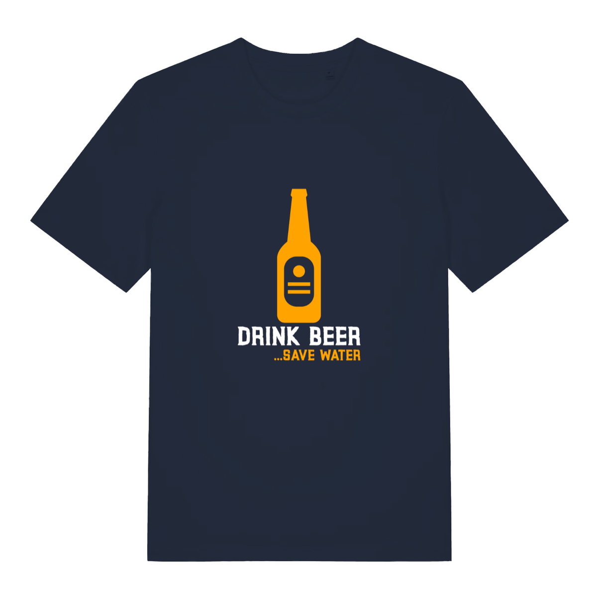 French Navy Drink Beer Save Water T-shirt flat lay featuring funny "Drink Beer ...Save Water" design