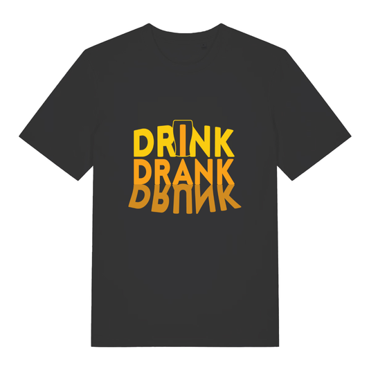 Black Drink Drank Drunk T-shirt flat lay with yellow beer glass gradient slogan graphic