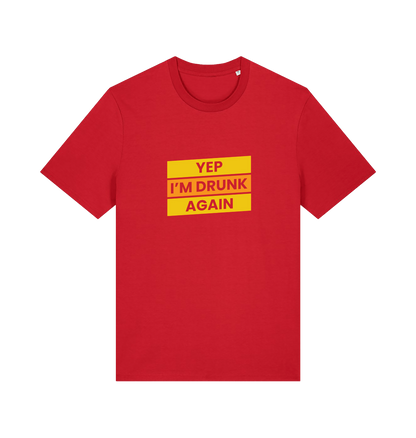 red beer t-shirt with the slogan 'yep i'm drunk again'