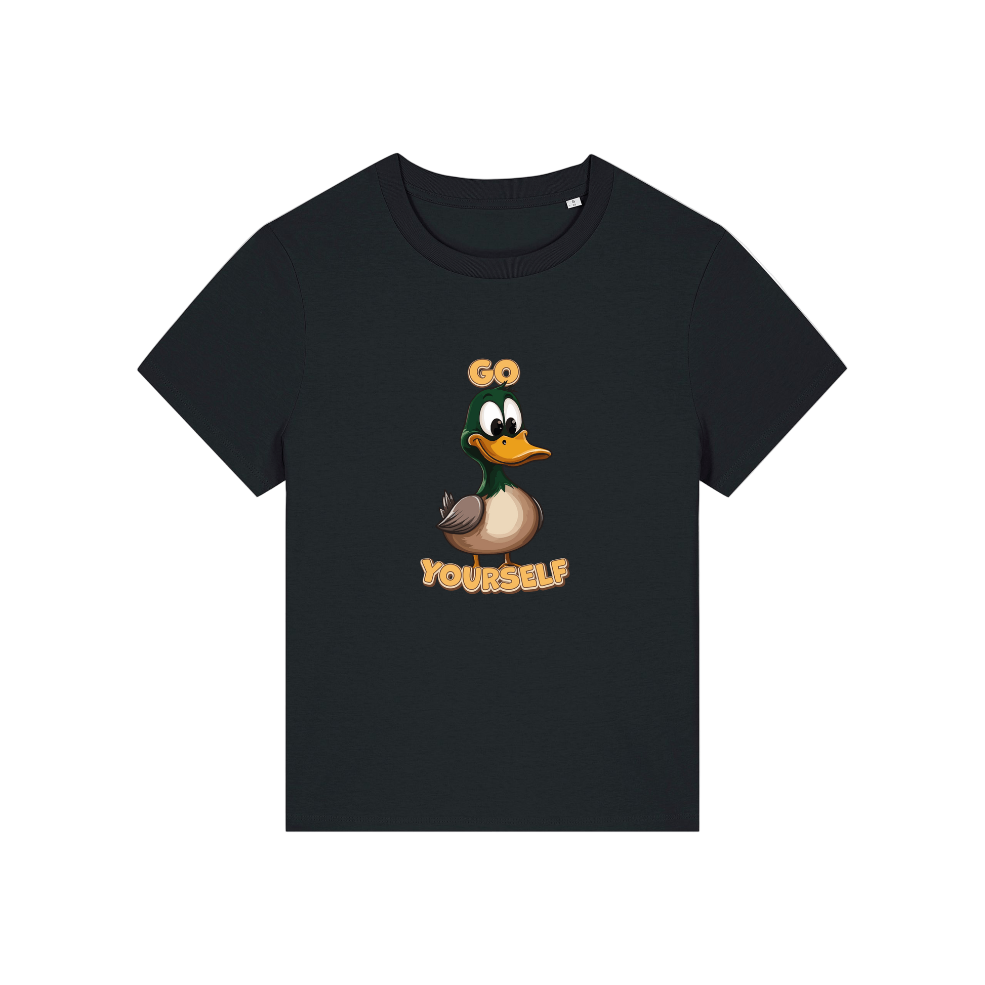 black funny animal t-shirt with the graphic of a duck and the slogan 'do yourself'