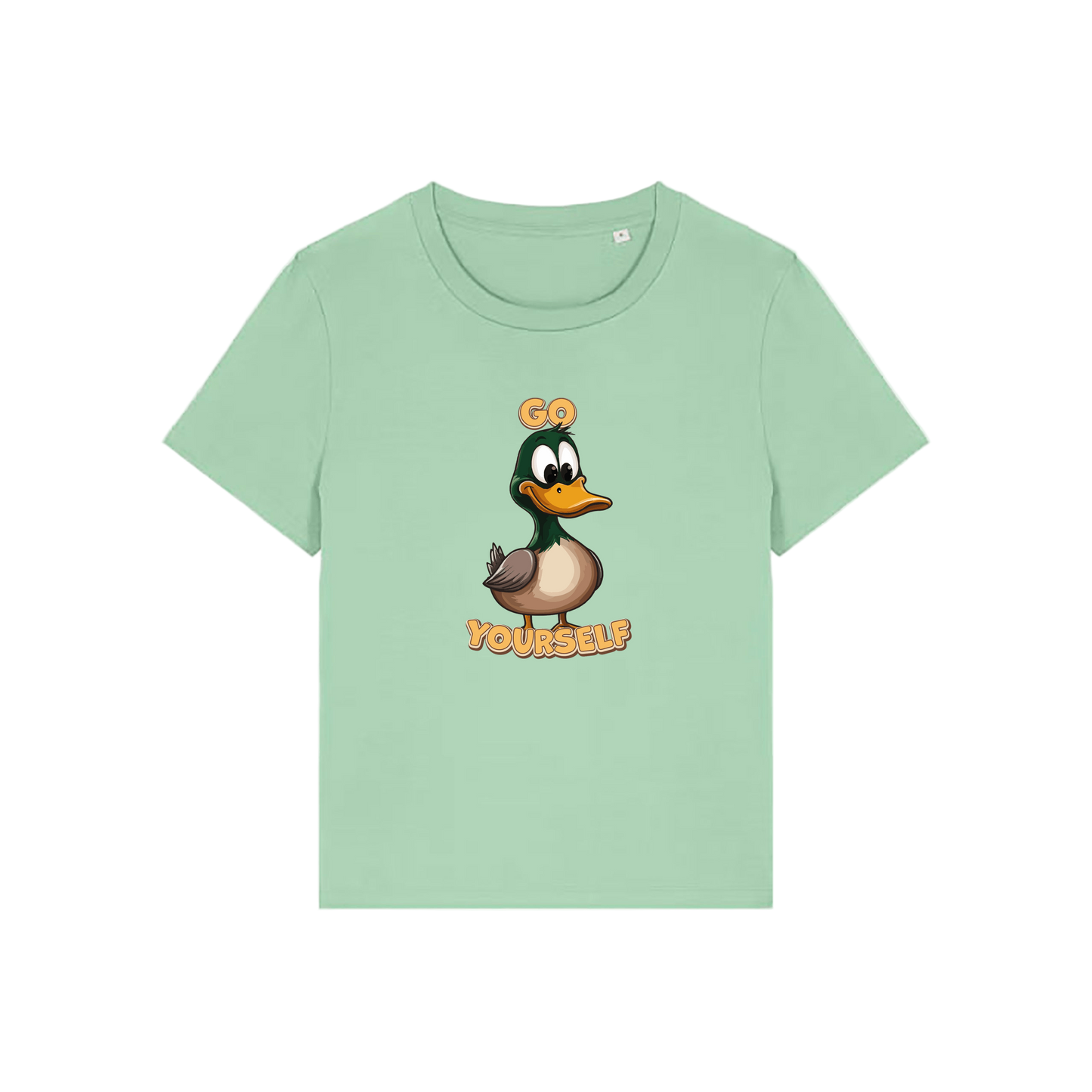 green funny animal t-shirt with the graphic of a duck and the slogan 'do yourself'
