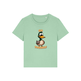 green funny animal t-shirt with the graphic of a duck and the slogan 'do yourself'