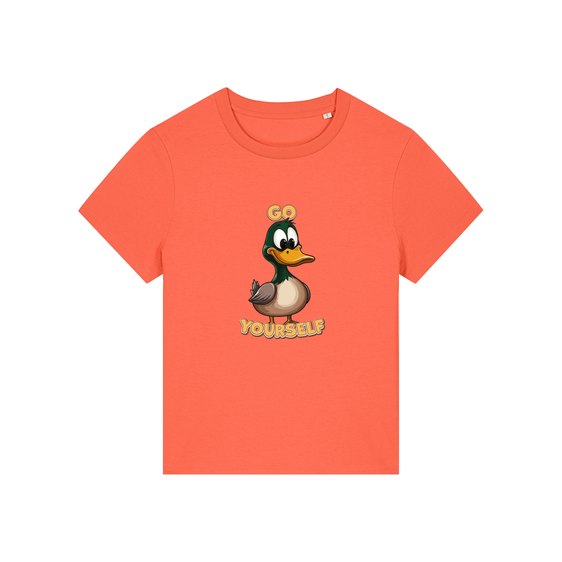 orange funny animal t-shirt with the graphic of a duck and the slogan 'do yourself'
