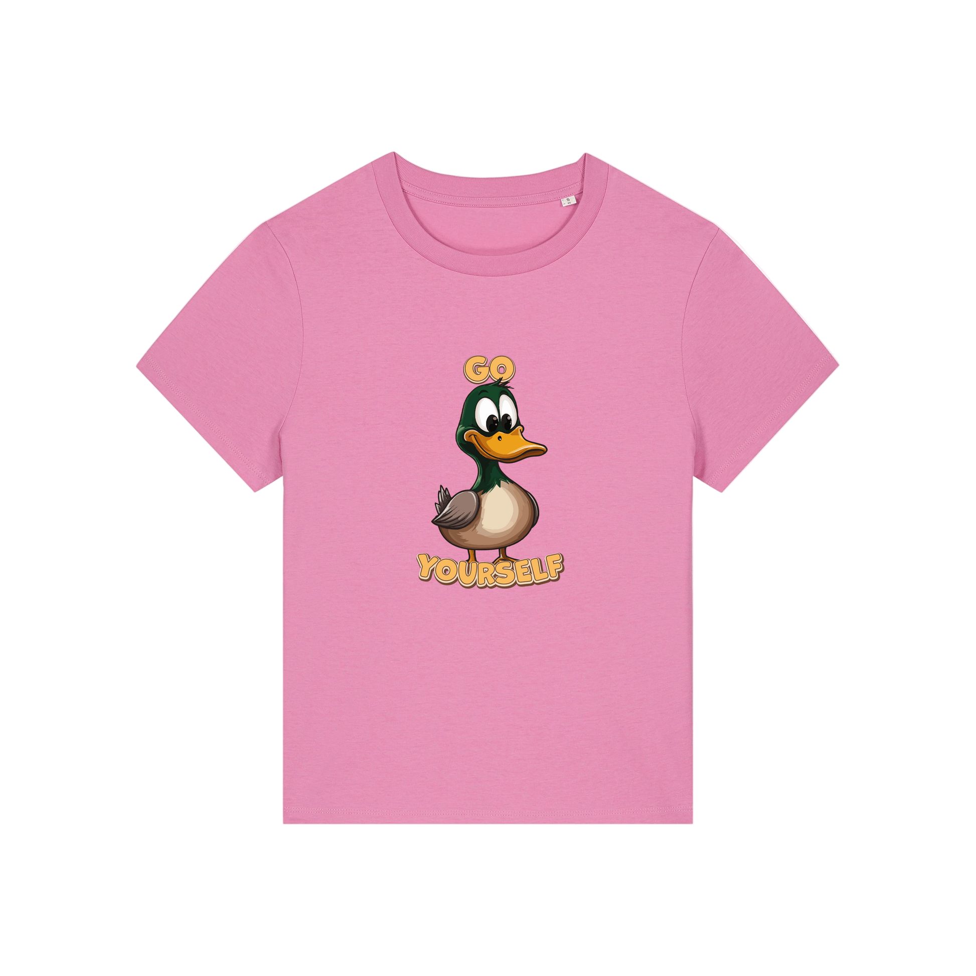 pink funny animal t-shirt with the graphic of a duck and the slogan 'do yourself'