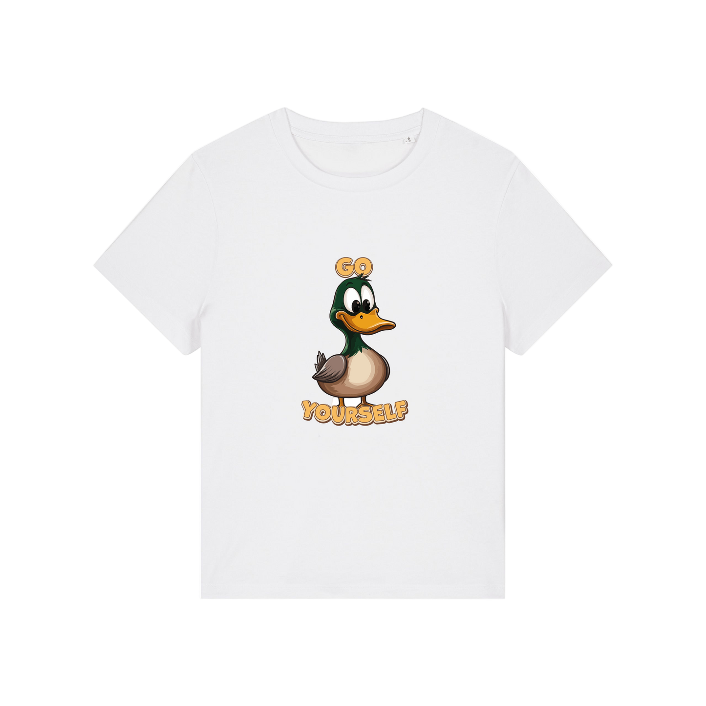 white funny animal t-shirt with the graphic of a duck and the slogan 'do yourself'
