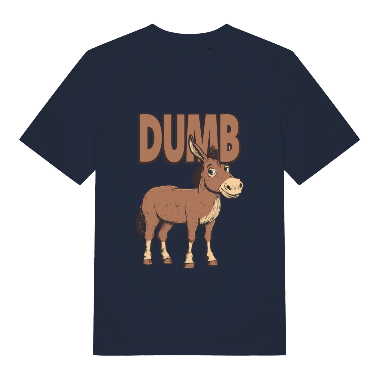 French Navy Dumb Ass T-shirt flat lay showing bold donkey illustration and text