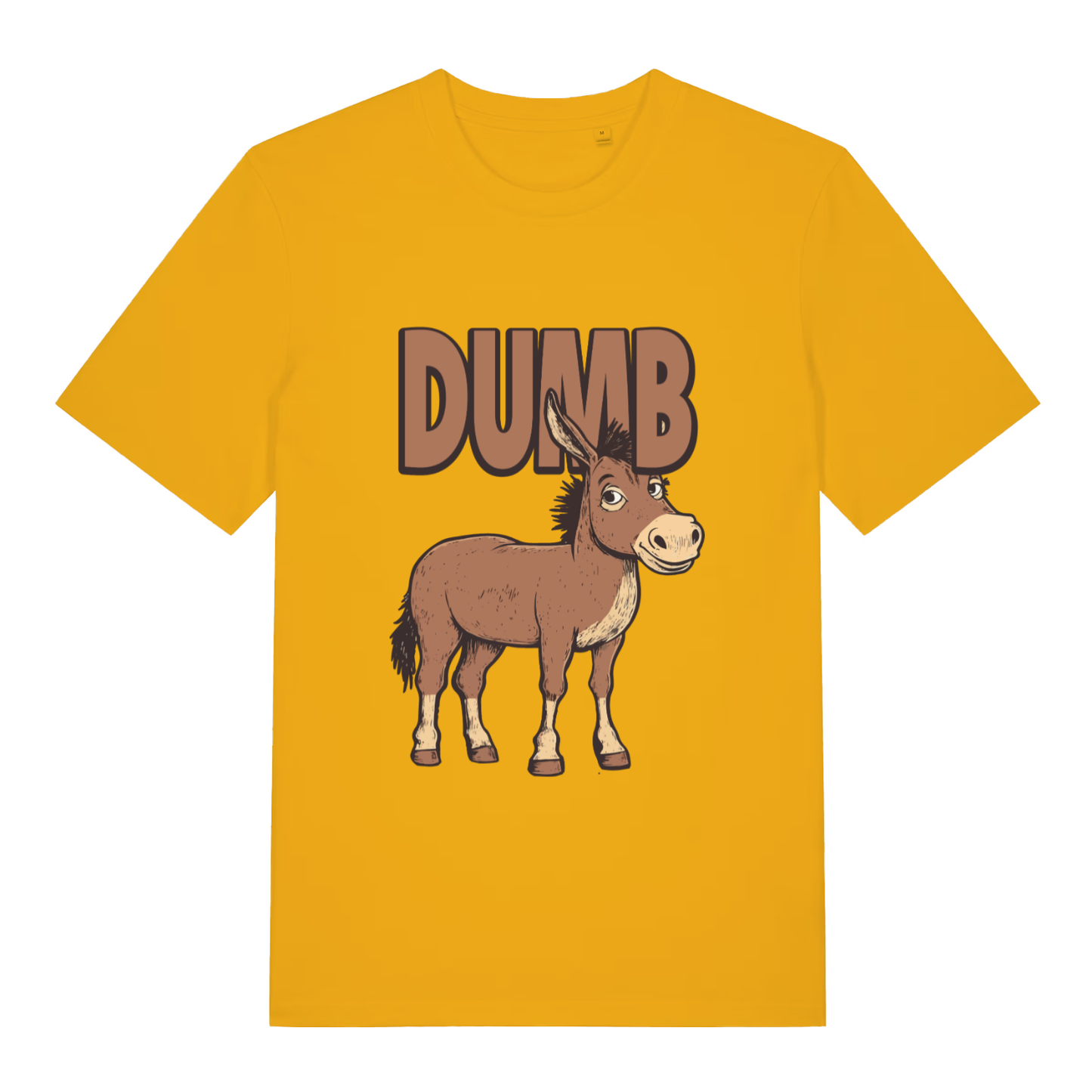 Spectra Yellow Dumb Ass T-shirt flat lay displaying funny animal donkey artwork