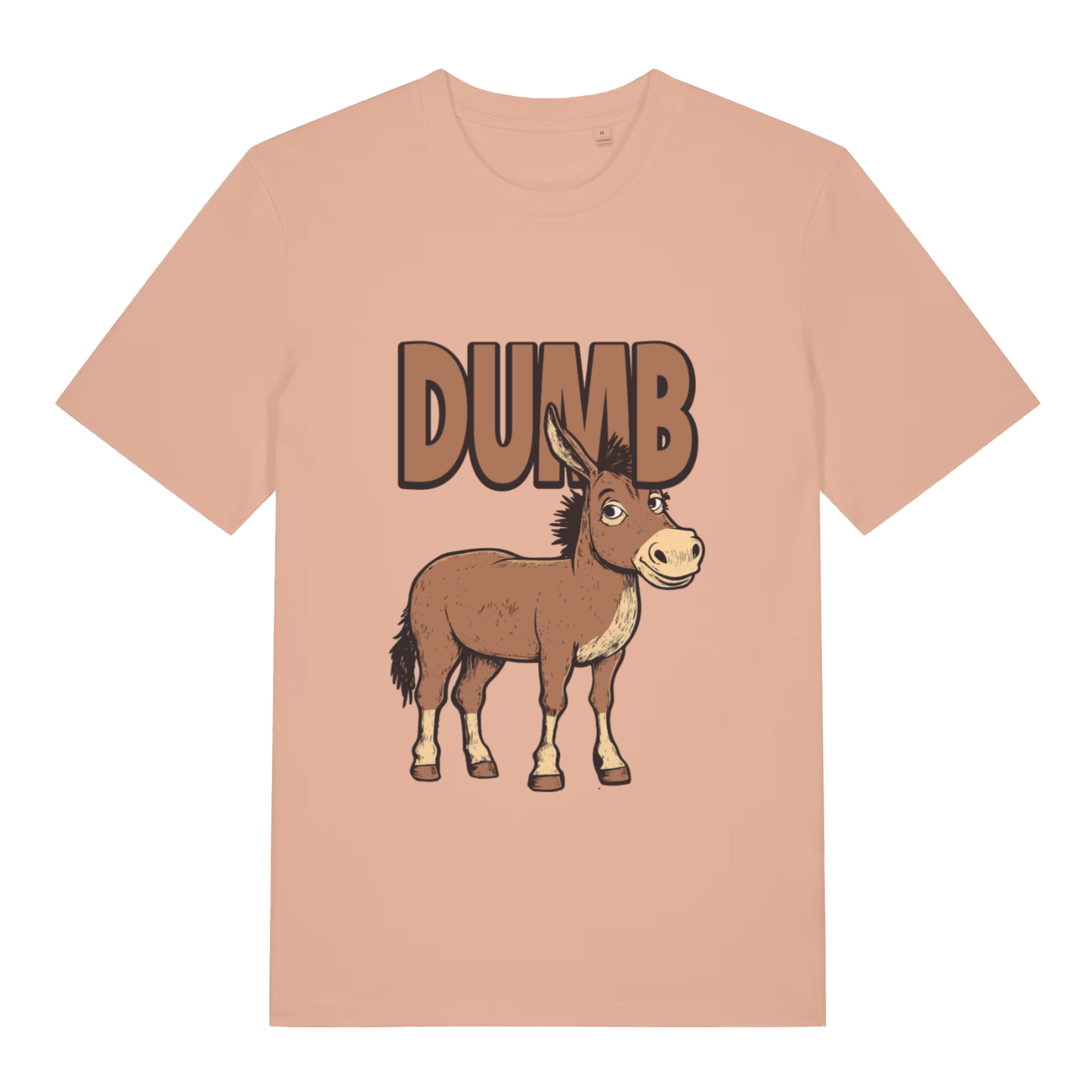 Fraîche Pêche women's Dumb Ass T-shirt flat lay showing bold donkey illustration and text
