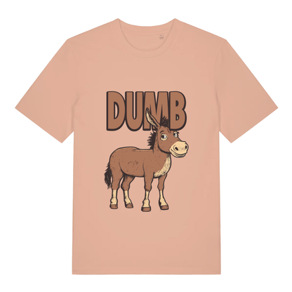 Fraîche Pêche women's Dumb Ass T-shirt flat lay showing bold donkey illustration and text