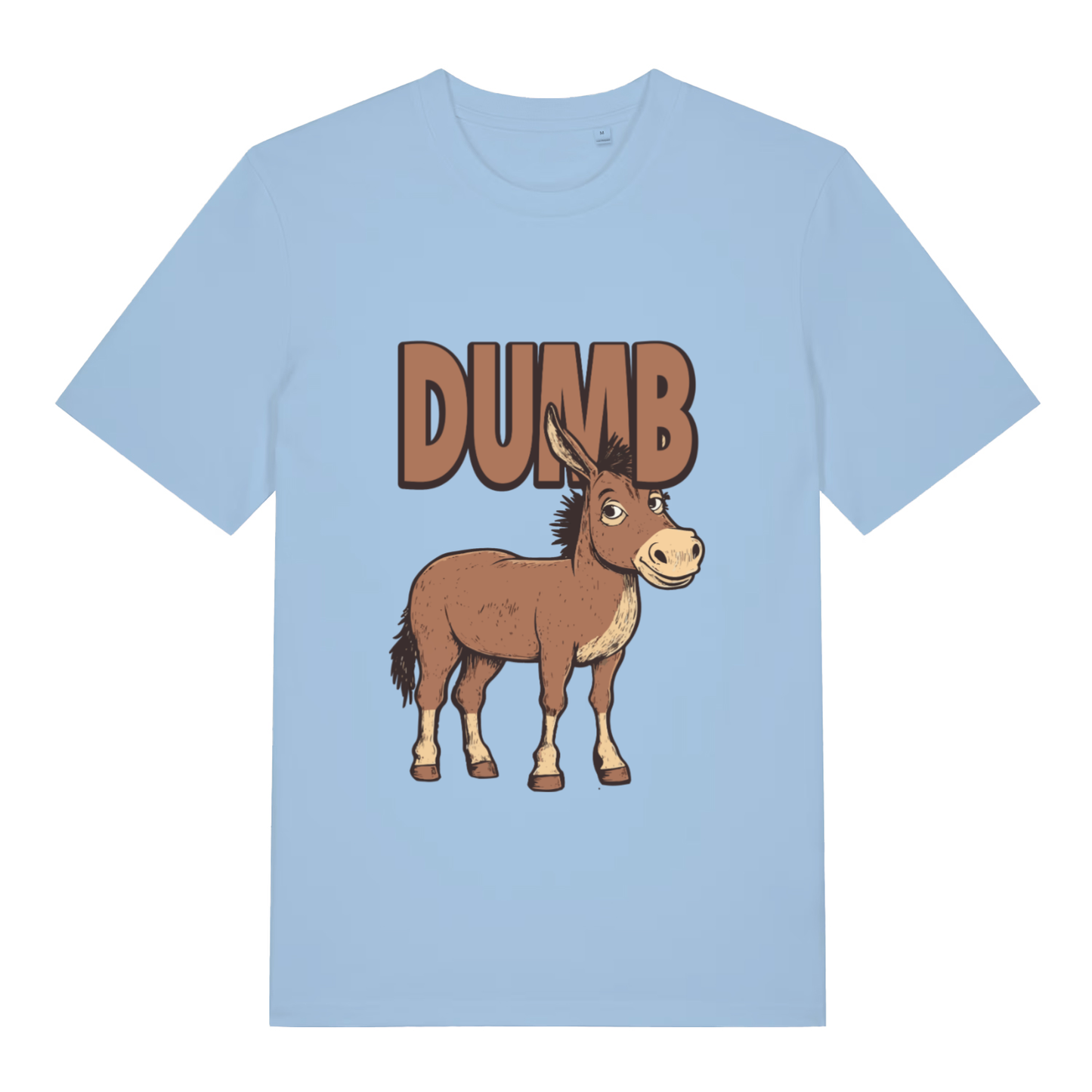 Light Blue women's Dumb Ass T-shirt flat lay displaying funny animal donkey artwork