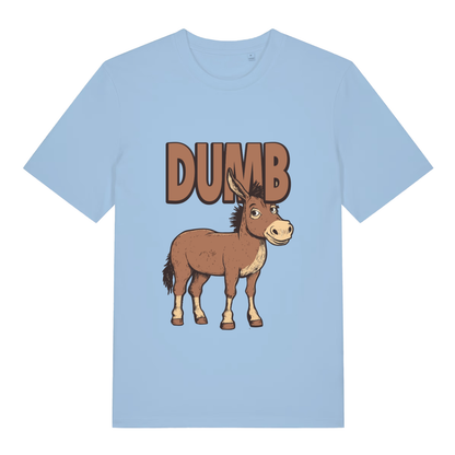 Light Blue women's Dumb Ass T-shirt flat lay displaying funny animal donkey artwork