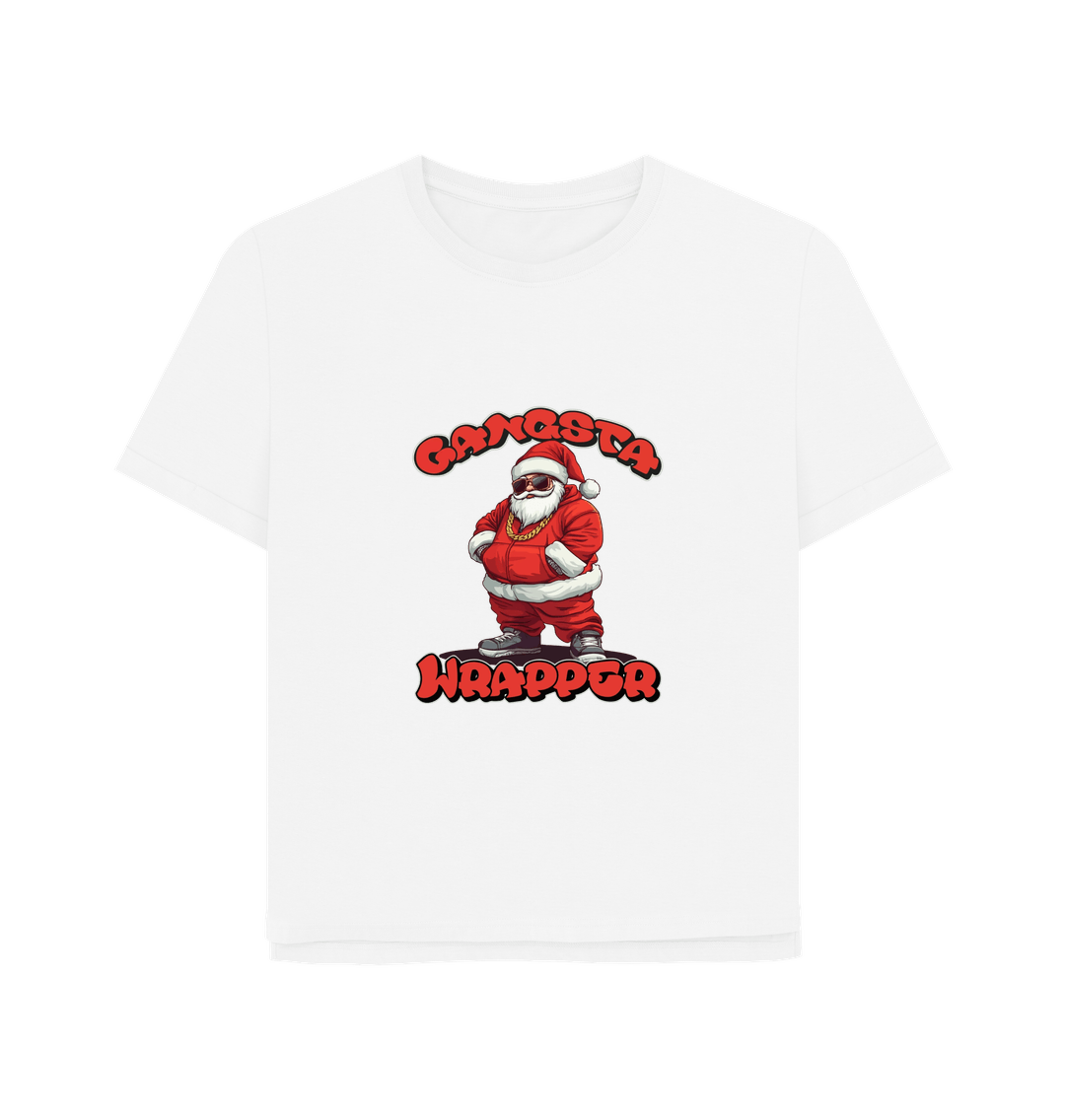 White Gangsta Wrapper Women's Relaxed Fit Christmas T-shirt