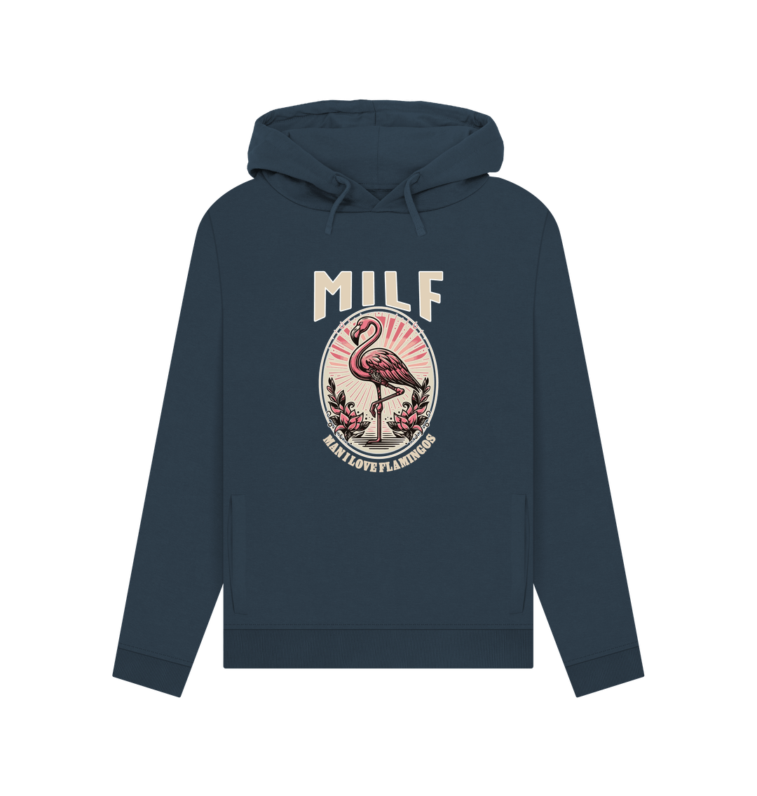 Navy Blue Milf Flamingo Women's Hoodie