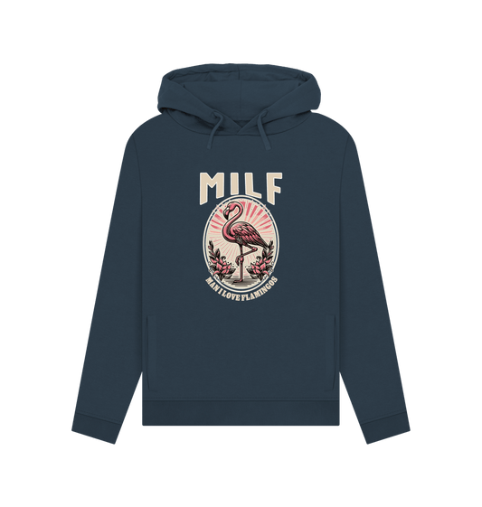 Navy Blue Milf Flamingo Women's Hoodie