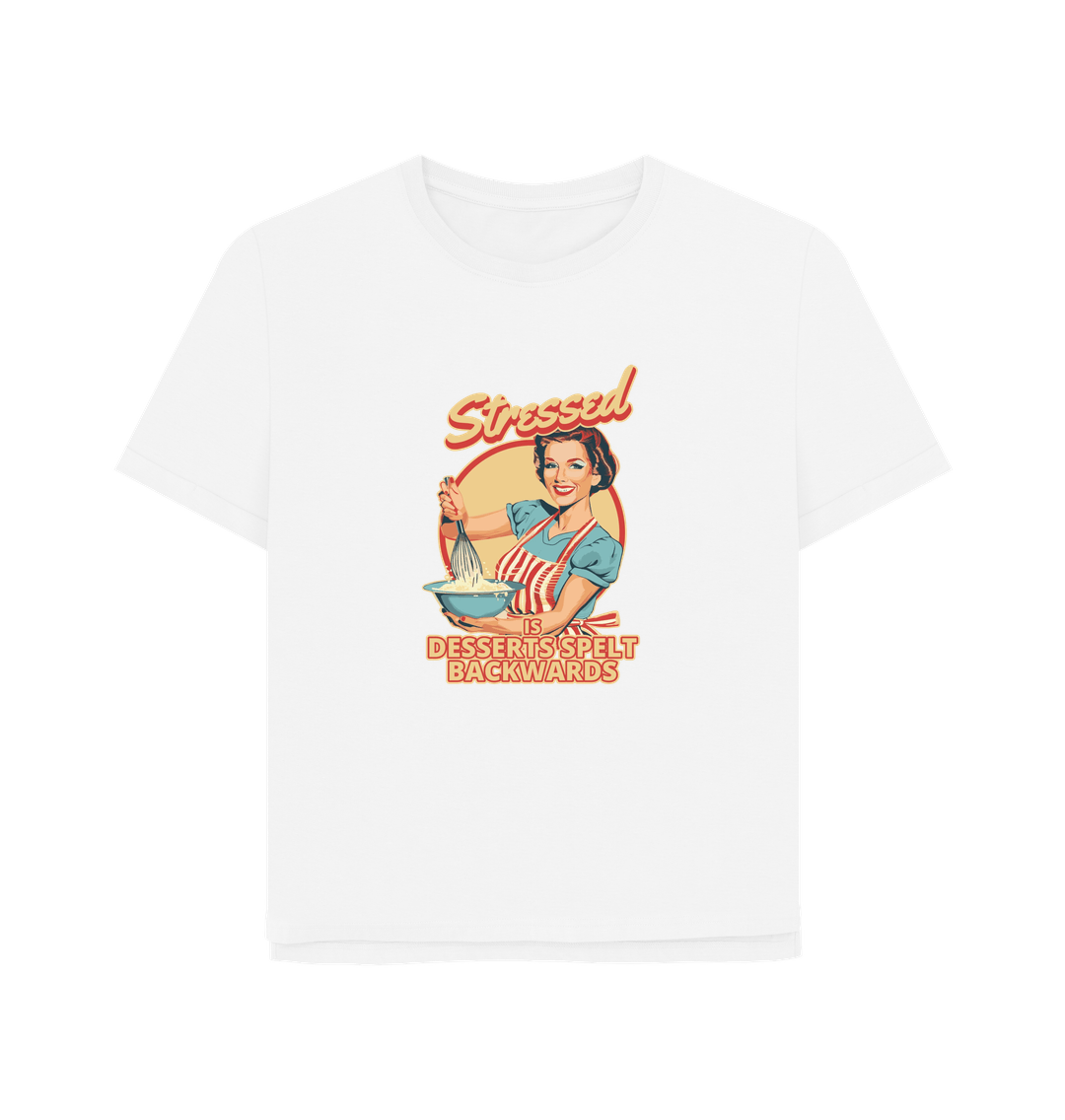 White Stressed Women's Relaxed Fit T-shirt