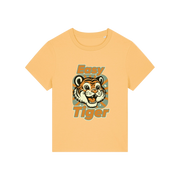 yellow animal t-shirt with the graphic of a tiger and the slogan 'easy tiger'