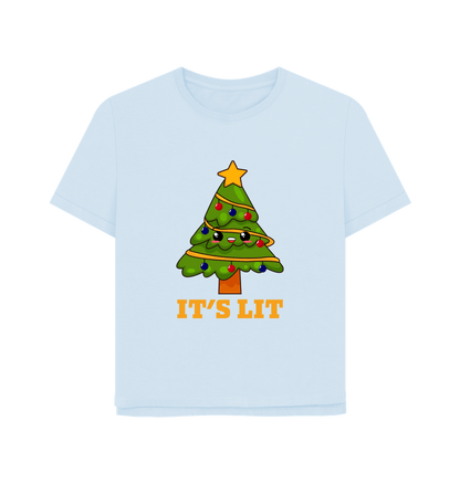 Sky Blue It's Lit Women's Relaxed Fit Christmas T-shirt