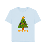 Sky Blue It's Lit Women's Relaxed Fit Christmas T-shirt
