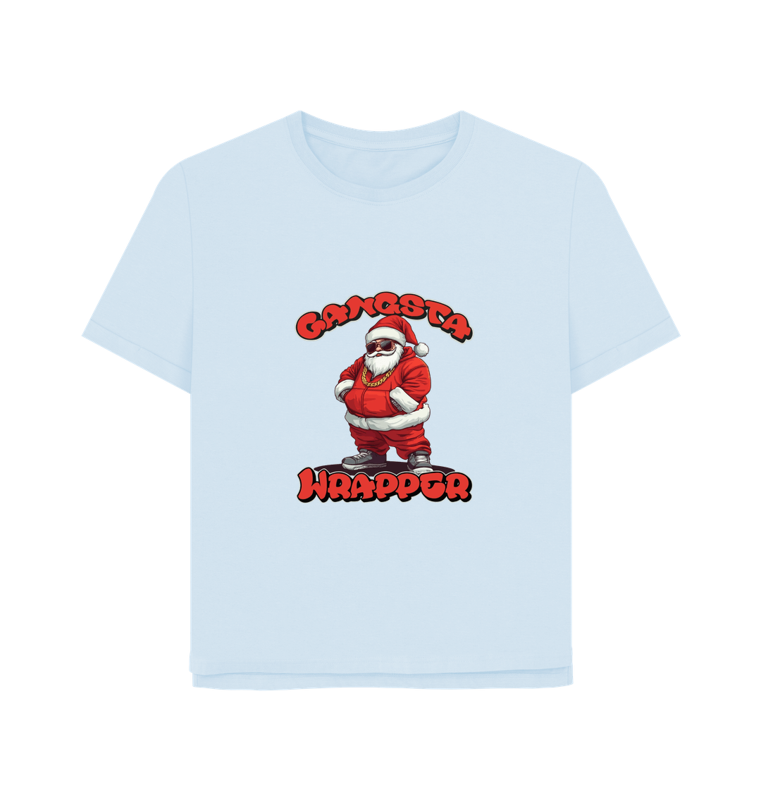 Sky Blue Gangsta Wrapper Women's Relaxed Fit Christmas T-shirt