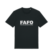 Black gen x t-shirt with 'FAFO Fuck Around and Find Out' slogan