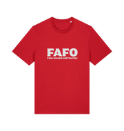red gen x t-shirt with 'FAFO Fuck Around and Find Out' slogan