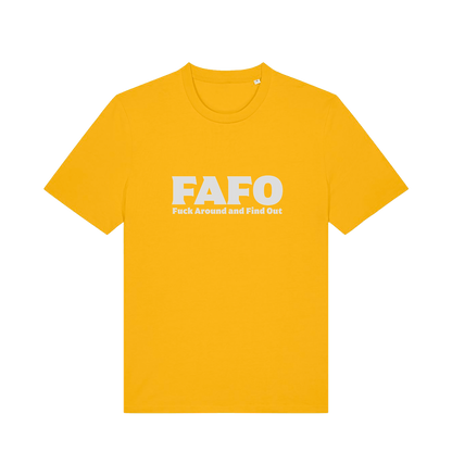yellow gen x t-shirt with 'FAFO Fuck Around and Find Out' slogan