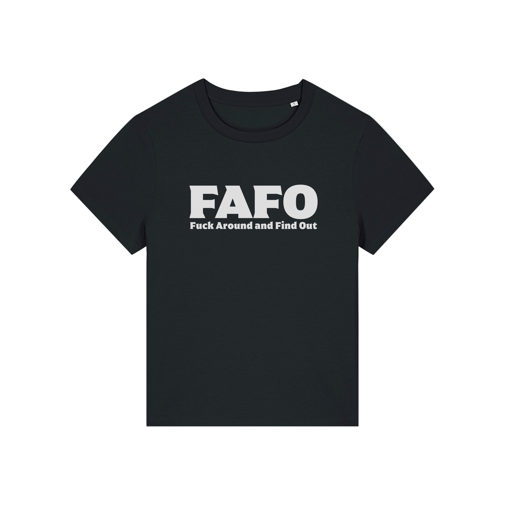 black gen x t-shirt with the slogan 'fafo - fuck around and find out'