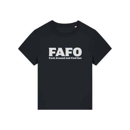 black gen x t-shirt with the slogan 'fafo - fuck around and find out'
