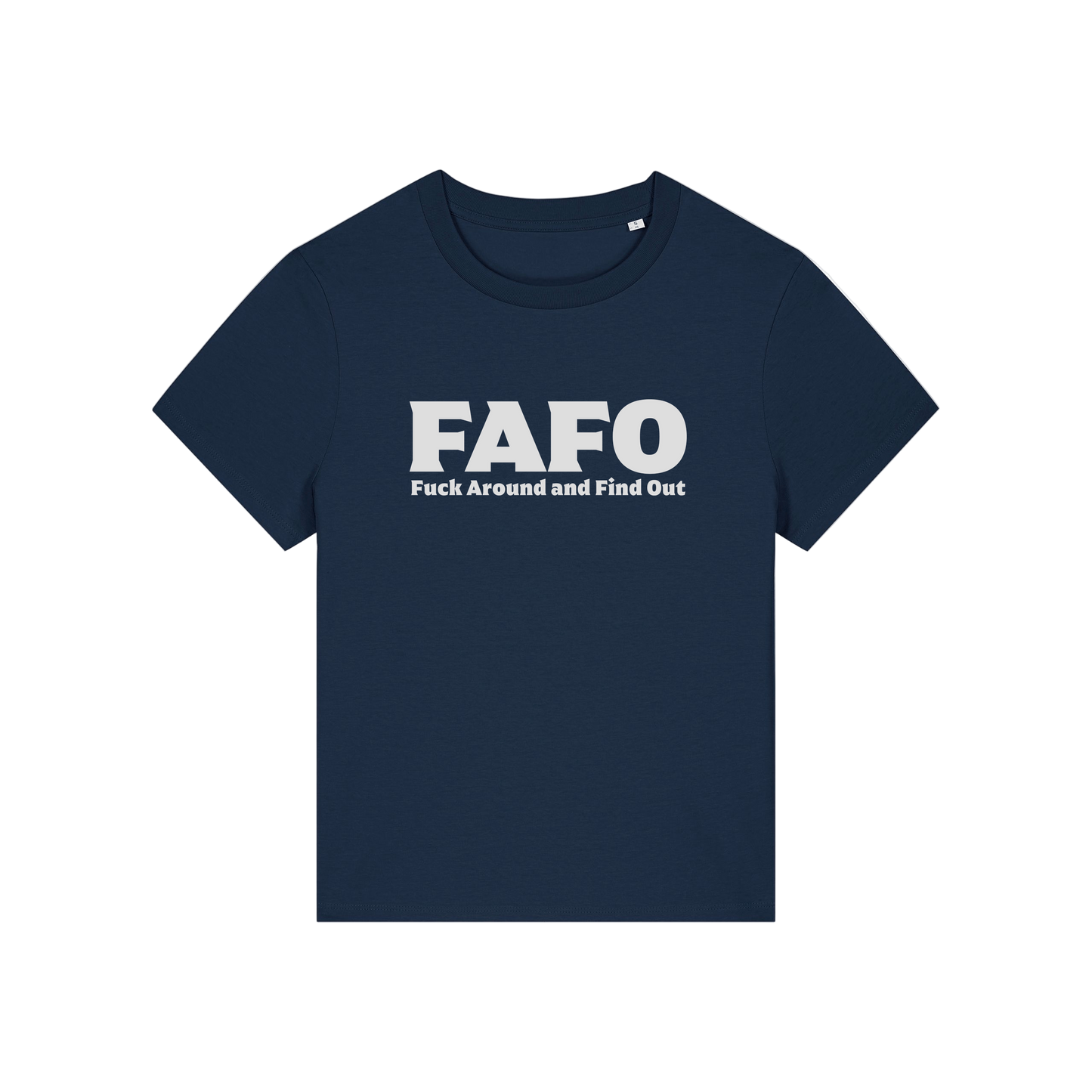 navy gen x t-shirt with the slogan 'fafo - fuck around and find out'