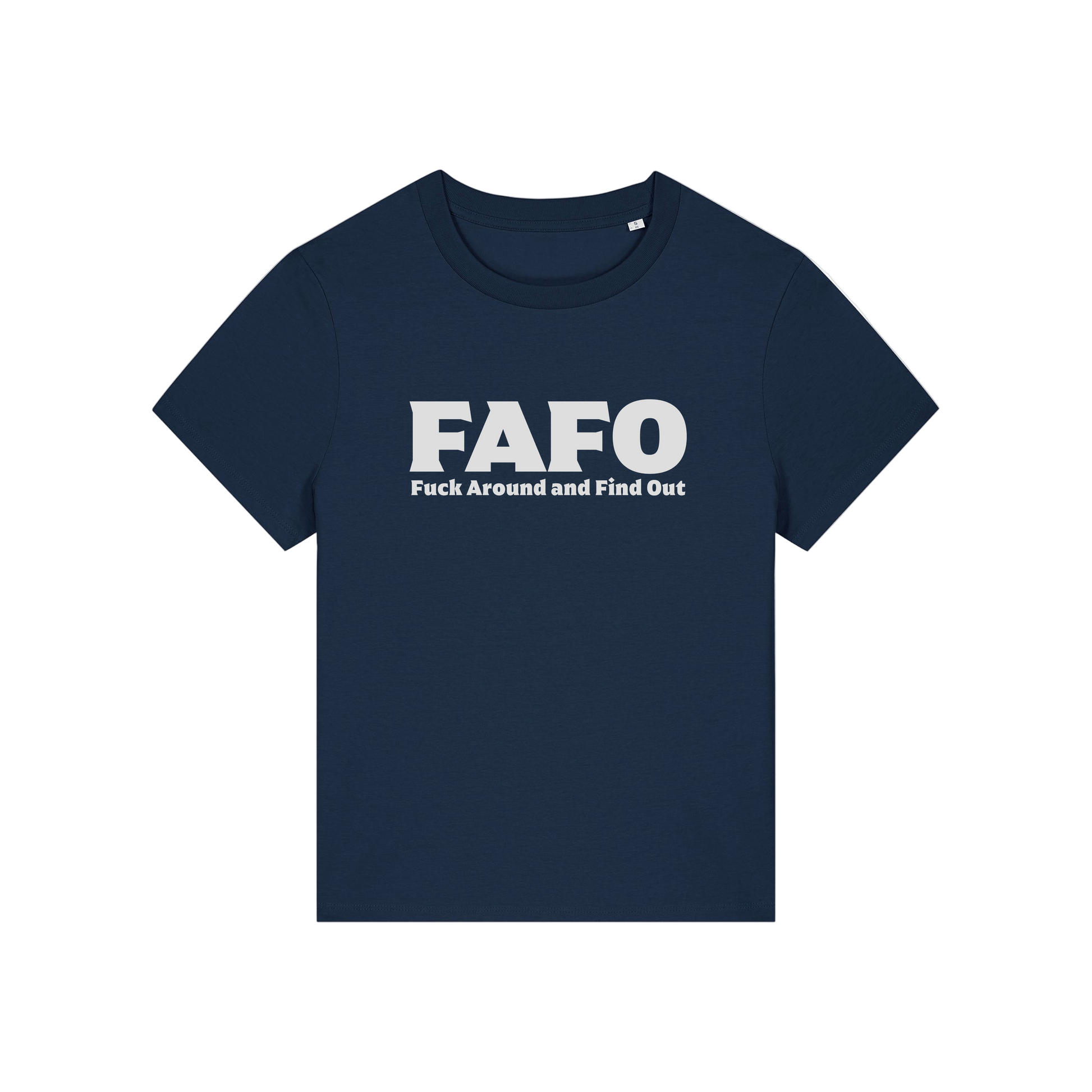 navy gen x t-shirt with the slogan 'fafo - fuck around and find out'