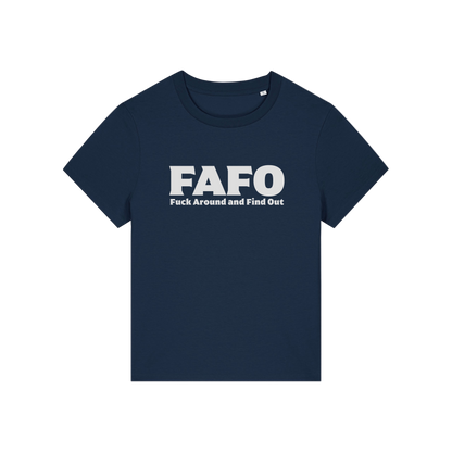 navy gen x t-shirt with the slogan 'fafo - fuck around and find out'